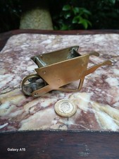 VINTAGE MINIATURE BRASS WHEELBARROW,  POSSIBLY MADE FOR A DOLL'S HOUSE