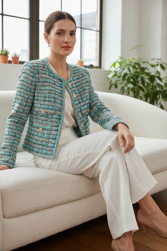 Handmade teal plaid tweed - handmade,