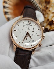 Tissot Mens Watch Tradition Leather Brown Strap With White Dial Genuine With Box