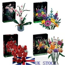 UK Wildflower Bouquet Set Artificial Flowers with Poppies Lego Bricks Display.