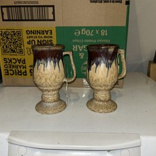 Brown Drip Glaze Mugs X2