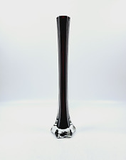 Bud Vase Tall Glass Purple Aubergine Single Stem  Elegant Contemporary Hexagon