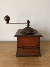 Antique Vintage Rustic French Coffee Grinder Wood And Metal
