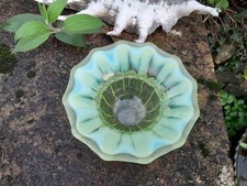 Antique  Art Nouveau Vaseline Glass Bowl  / Opalescent 1900s.