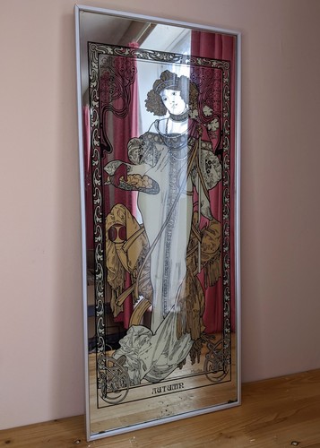 70s vintage mucha mirror 34cm - mucha,