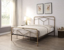 Classic Metal Bed Frame | Antique Brass Hospital Style Single Double King Size 