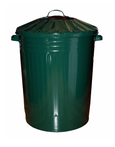 Green large 90l metal dustbin - 90l,