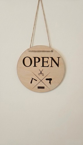 Barber shop door - door, sign