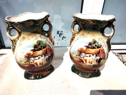 Pair antique vintage handled - antique,