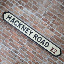 Hackney Road Sign Wooden Old