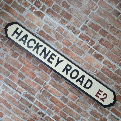 Hackney road sign wooden old - road,