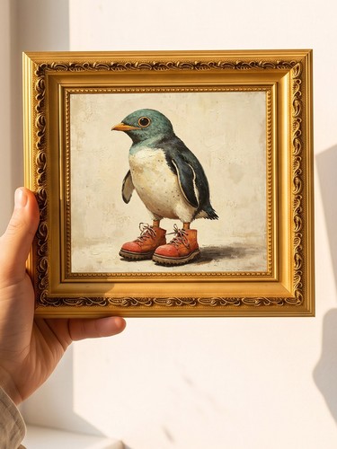 Penguin wearing orange - penguin,