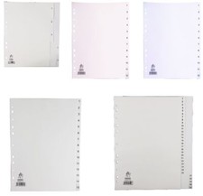 A4 File Dividers Plastic Numbered White Tabs Subject Filing Storage