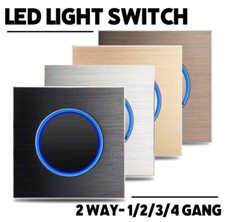 2 Way Light Switch 1/2/3 Gang LED Lightswitches Push Toggle Control Wall Mounted