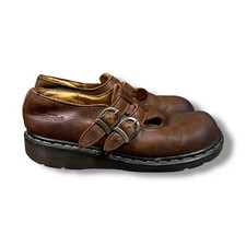 Vtg 90s Y2K Doc Martens Double Strap Mary Jane Shoes Brown Leather US 9 *read