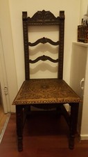 ANTIQUE CARVED OAK HALL CHAIR 1870s-1910