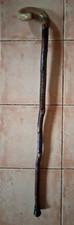 RUSTIC VINTAGE WALKING STICK RAMS HORN HANDLE 36"