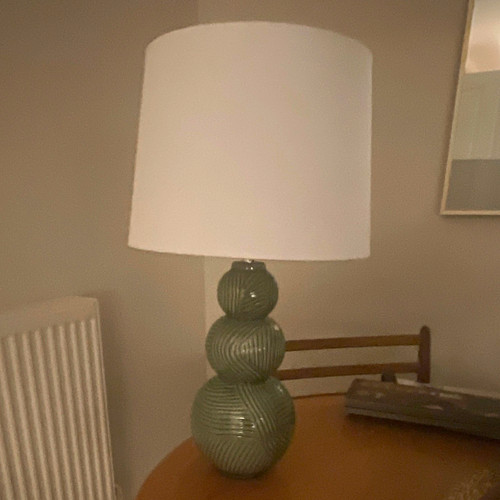 Green ceramic table lamp - ceramic, white