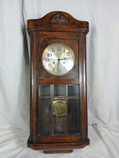 Vintage Wall Mounted Wooden Pendulum Clock Large Not Currently Running