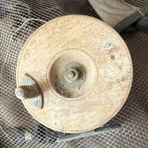 Antique wooden fishing reel - antique,