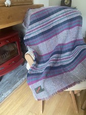 Anna Davies Welsh Wool Blanket  Large Throw – Purple and blue tones