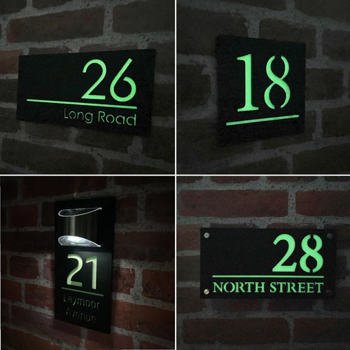 House number plaques glow - glow, in