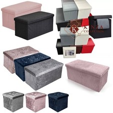 76cm Folding Ottoman Storage Box Pouffe Home Kids Seat Stool Foot Bench Double