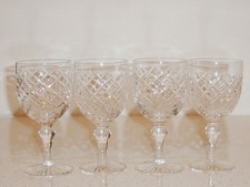 CUT CRYSTAL Wine Glasses x 4