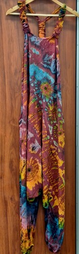 Tie dye harem dungarees - tie,