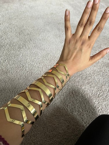 Gold tone bracelet cuff - gold, wide