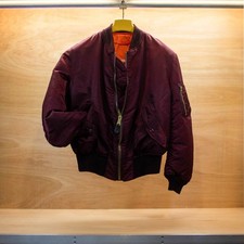 Alpha Industries MA-1 Flight Jacket / Size L / Made in USA / Nylon / Wine Red