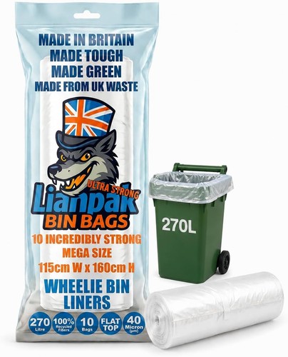 270l heavy duty clear wheelie - 270l,