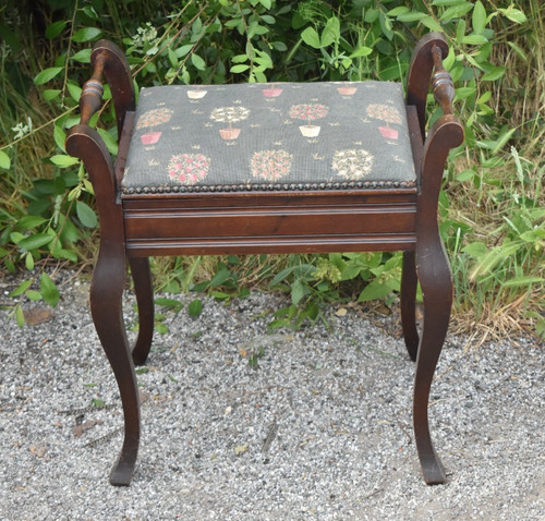 Antique mahogany piano stool - antique,