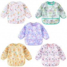 5 Pack Long Sleeve Bibs Baby Shirt Bibs Waterproof Toddler Bibs 3 - 30 Months
