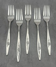 Lot of 5 - Oneida Oneidacraft Deluxe Stainless Lasting Rose Dinner Forks 7-1/4”