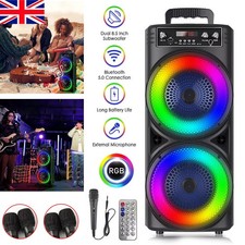 6000W Portable Bluetooth Speaker Sub Woofer Heavy Bass Sound System Party Mic UK