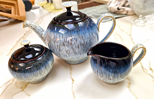 Denby halo blue black drip - &,