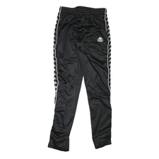 KAPPA Mens Joggers Black & White M W28 L31 Logo Slim Tapered Track Pants