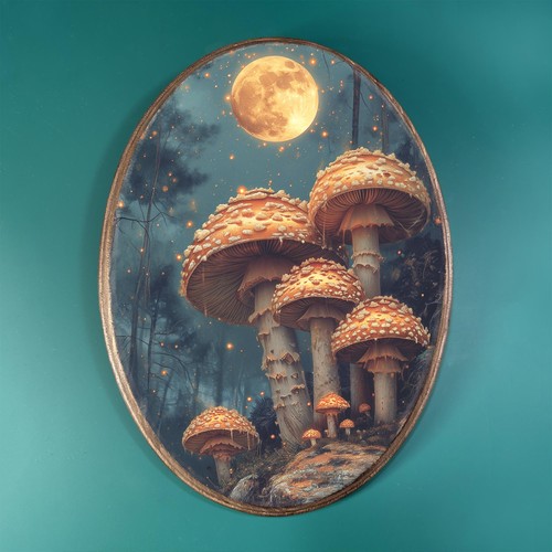 Moonlit mushroom forest wooden - forest,