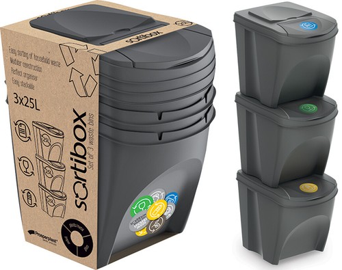 Stackable recycle bins 25l 3 - bins,