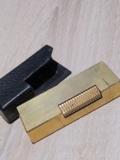 Dunhill Rollagas Lighter Gold Tone Engine Turned Pattern Leather Holder