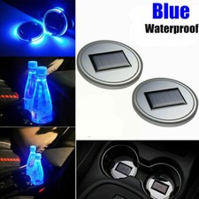 2X Car Solar Cup Pad Light Cover Interior Decoration LED Light Car Accessories