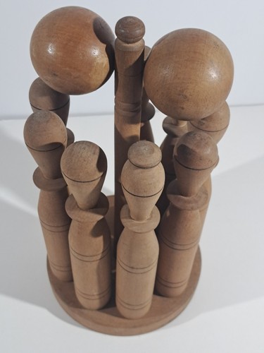 Wooden skittles and balls - wooden, on
