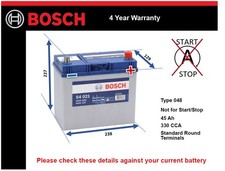 Battery fits MAZDA MX5 1.5 1.6 1.8 2.0 Bosch 048 330A 45Ah 4Yr Warranty