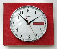 Vintage 27cm Beroz Wall Clock - French Formica Retro Mid Century Atomic Wooden