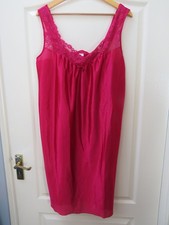 Damart Vintage Silky Chemise M Red Glossy Feminine Nightie Baby Doll Lace Pretty