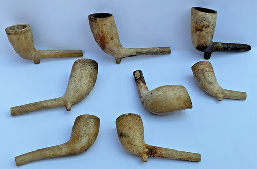 Antique clay pipe partial - clay,
