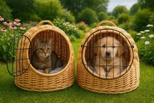 Wicker Pet Carrier and Bed