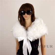 Women Real Ostrich Feather Fur Bridal Bridesmaid Wedding Dress Cape Wrap Scarf