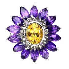 Silver Ring Amethyst Citrine
